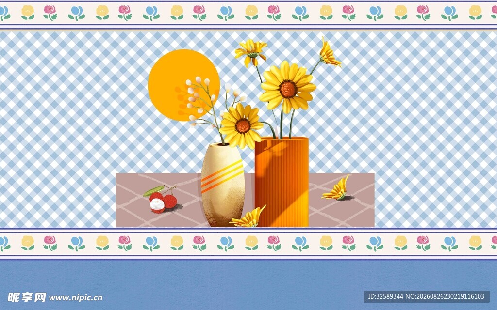 花瓶插向日葵温馨画面