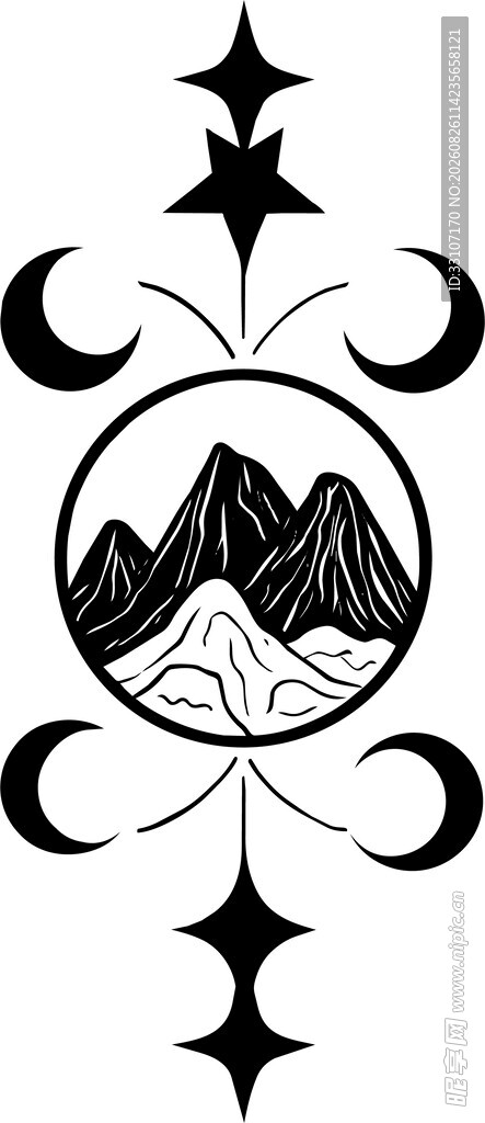黑白山景装饰图案