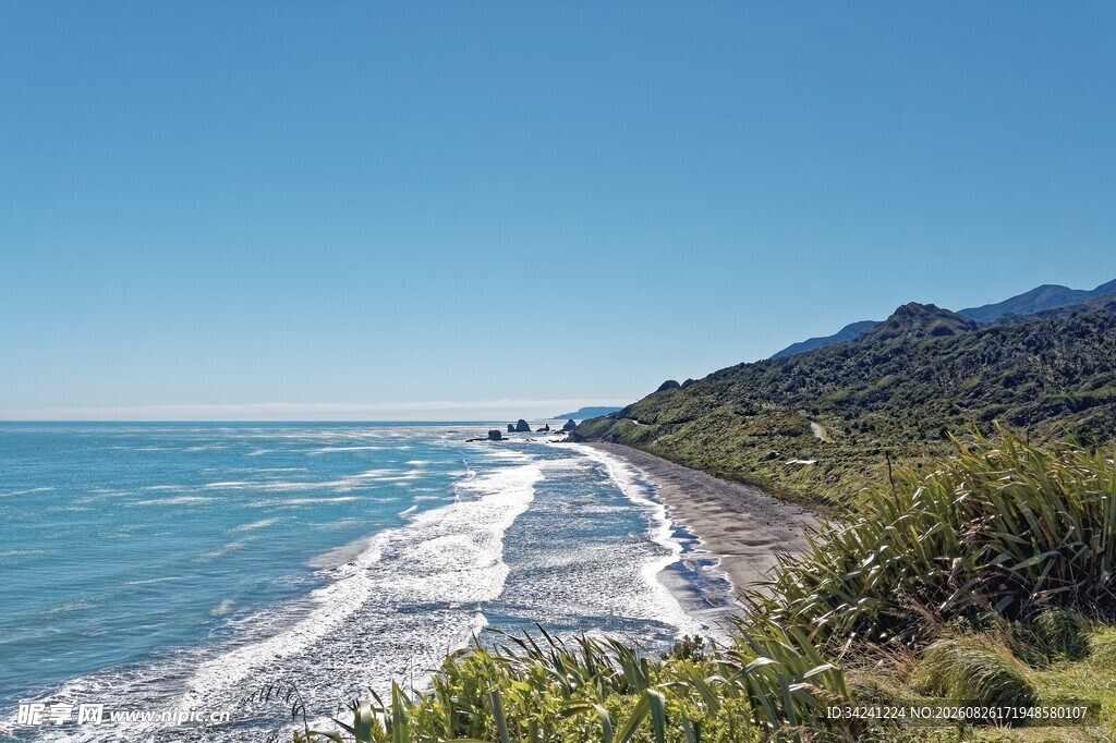 美丽海滨风光海浪拍岸