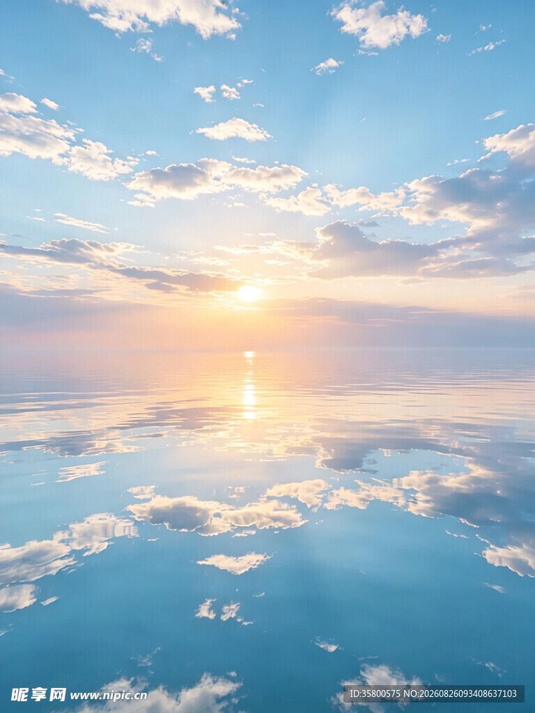 梦幻天空下的静谧水面