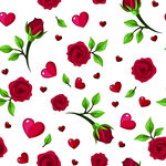 红玫瑰与爱心图案背景