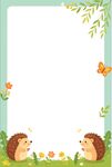 春天刺猬花草边框模板