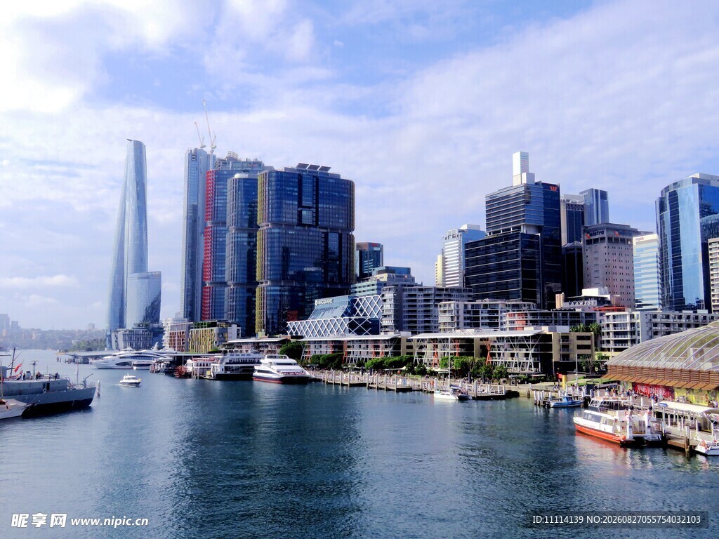 悉尼海滨城市繁华天际线景观