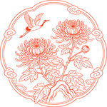 中式花鸟剪纸图案设计