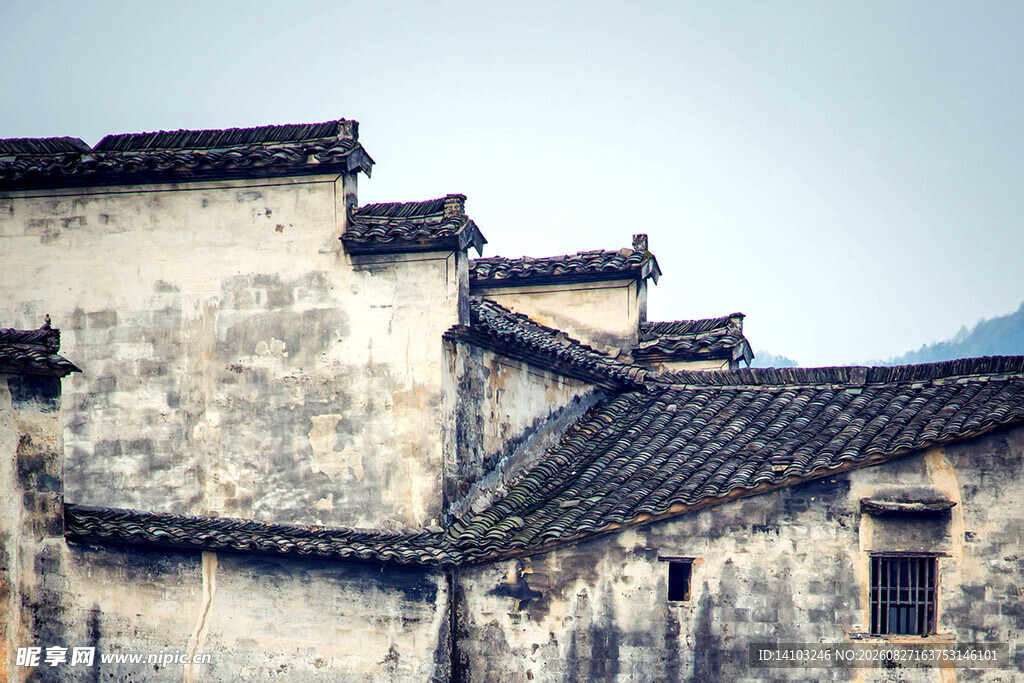 古老徽派建筑屋顶风貌