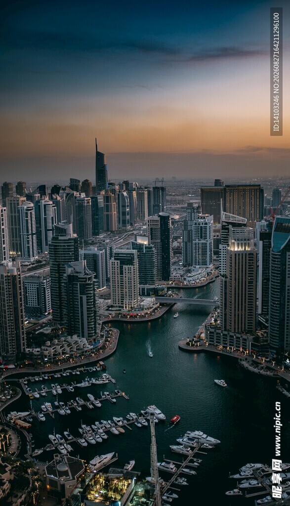 迪拜城市天际线壮丽景观
