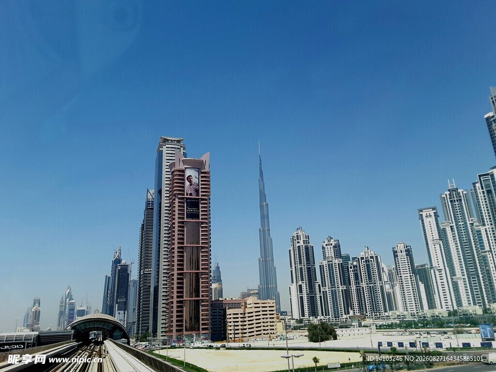 迪拜城市天际线高楼景观
