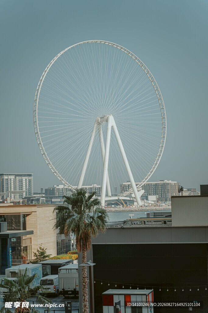 城市中的巨型摩天轮景观