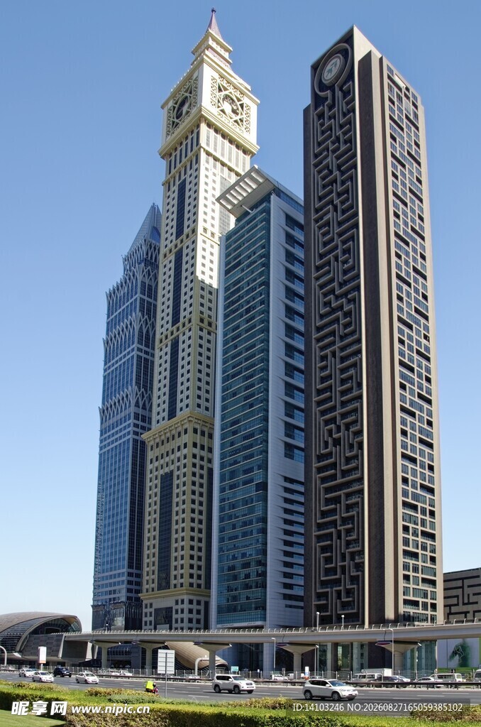 迪拜现代摩天高楼景观