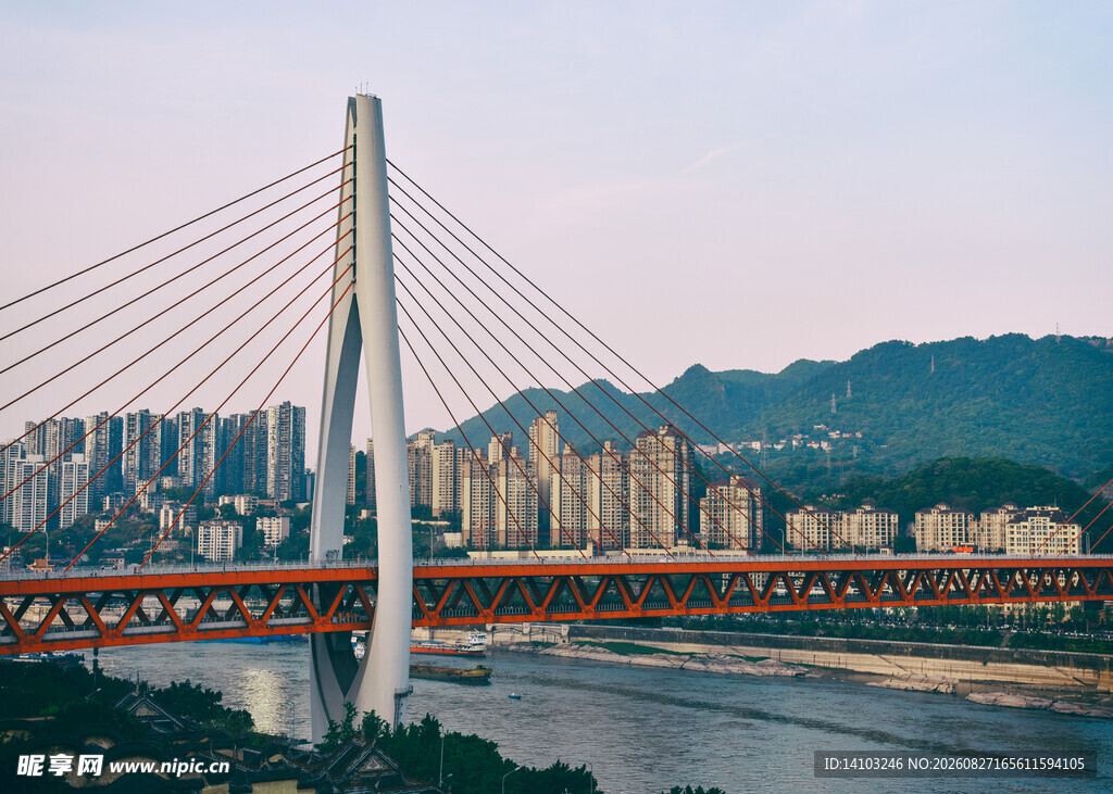 城市跨江大桥壮丽风景