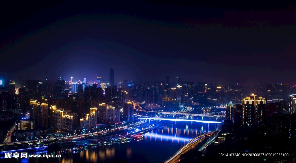 城市璀璨夜景俯瞰图