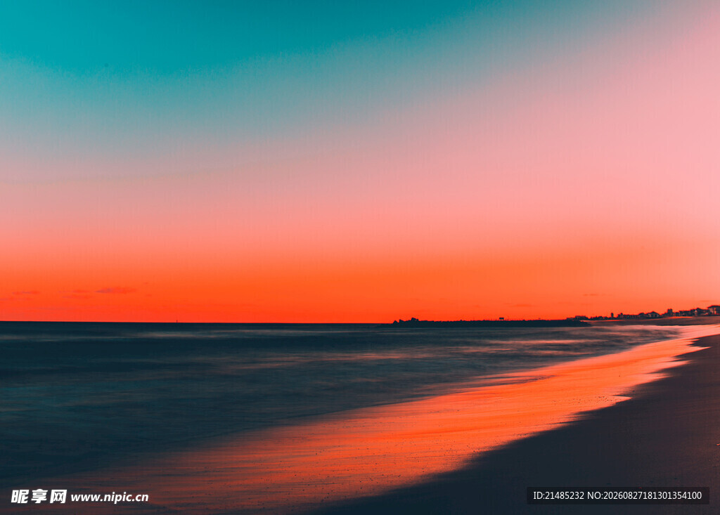 海边绚丽黄昏美景