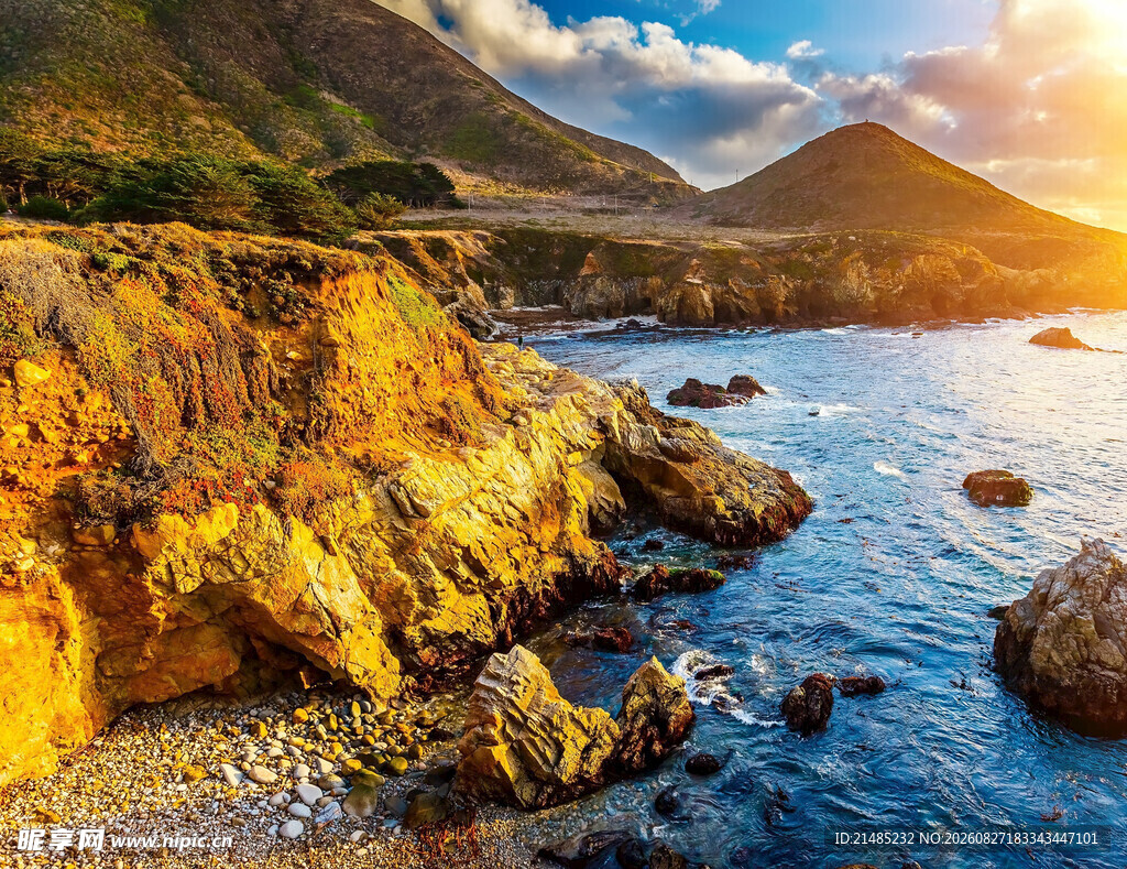 海岸夕阳美景
