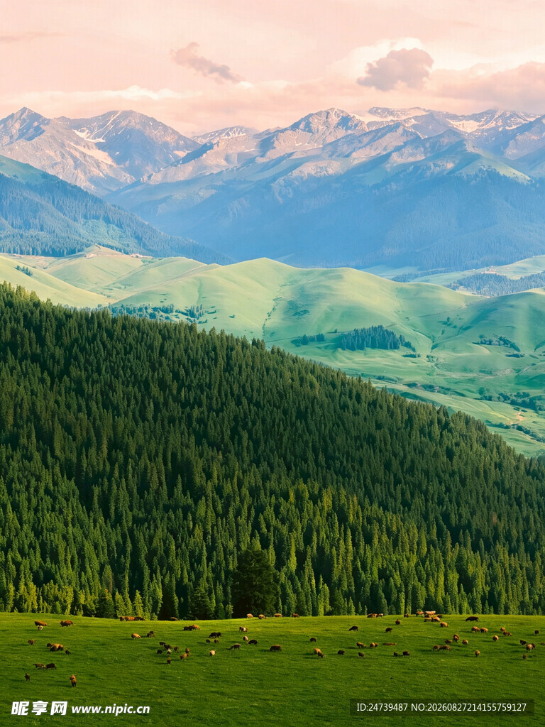 山间绿野壮美自然景观