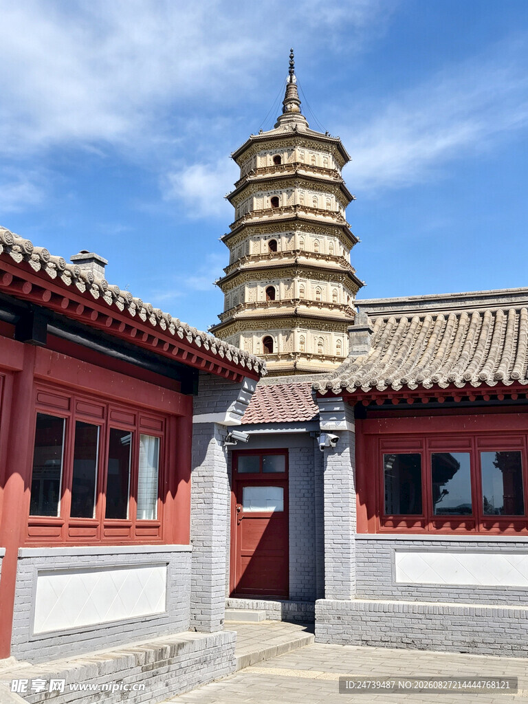 中式古塔与传统建筑景观