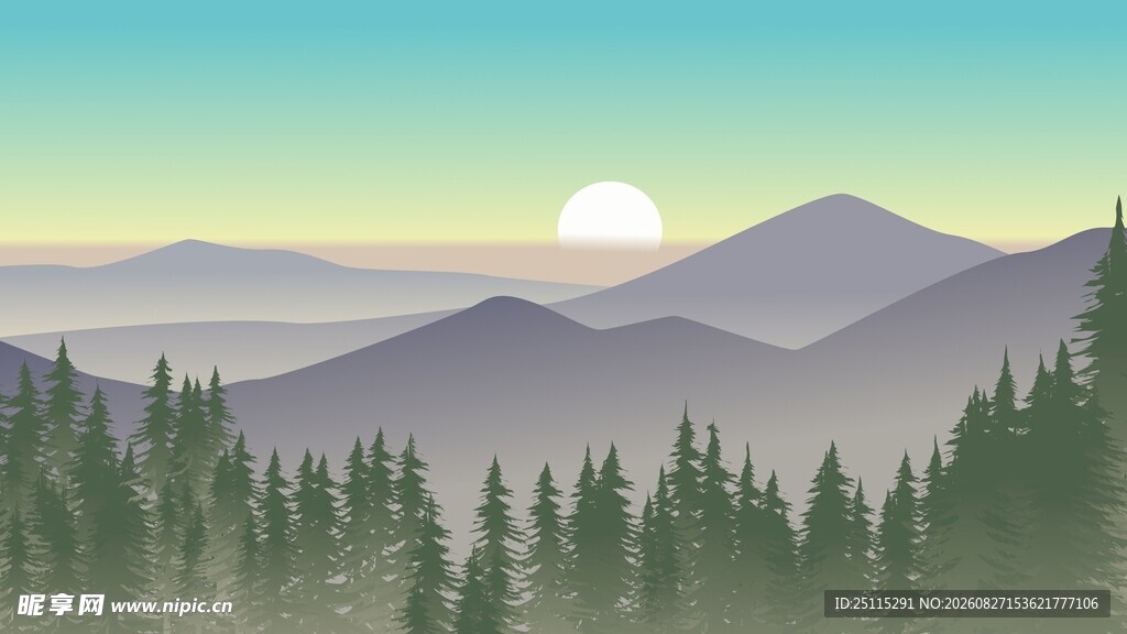 山林日出背景