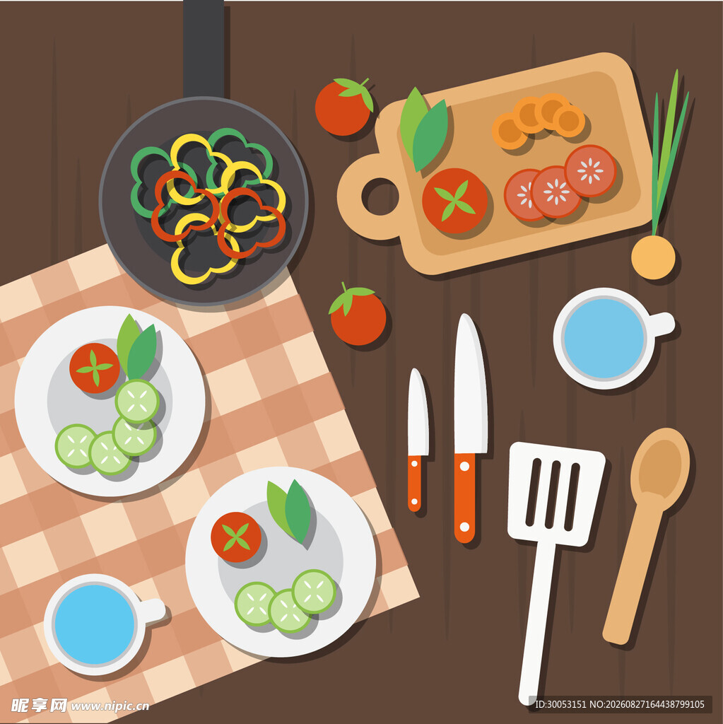 厨房烹饪食材与工具展示