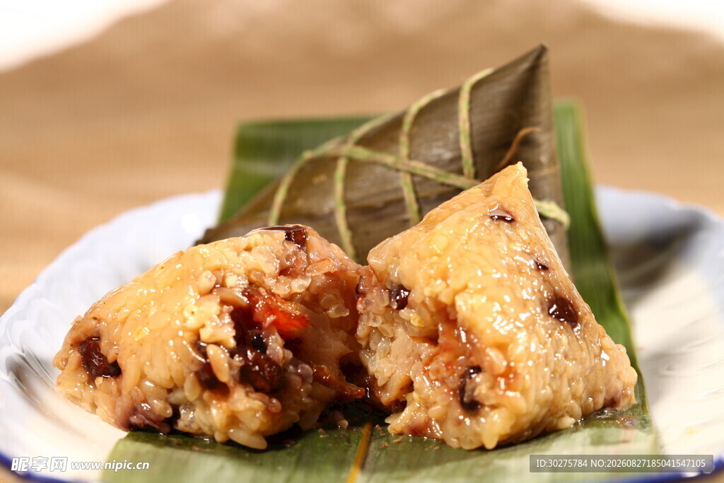 美味豆沙粽特写