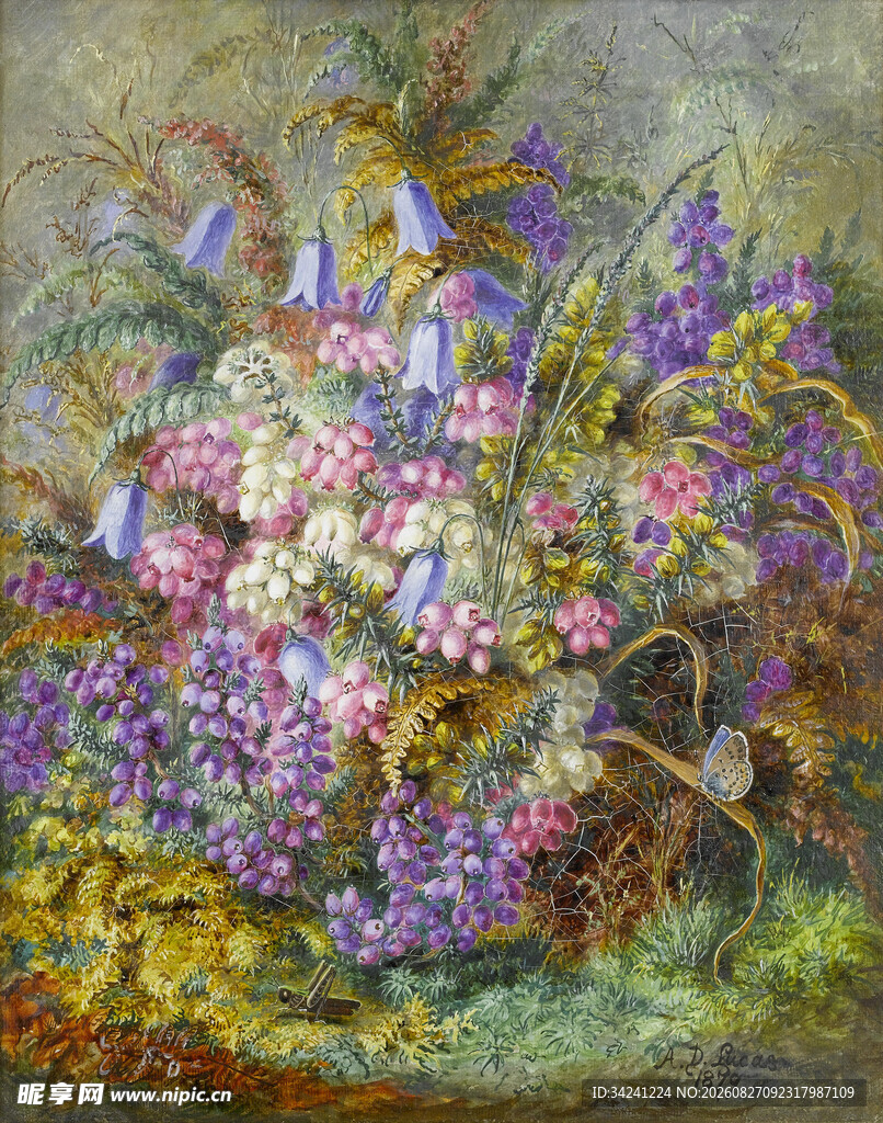 缤纷花卉静物油画
