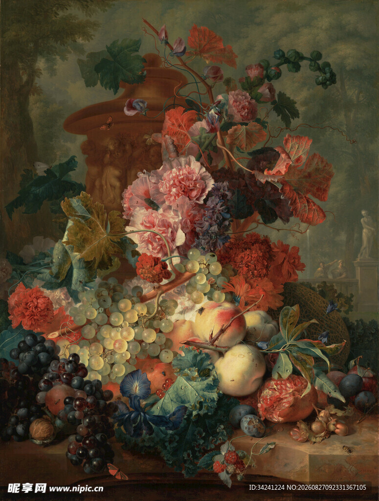 古典花卉静物油画作品