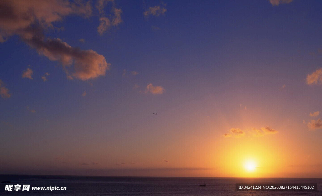 海上壮丽日落美景