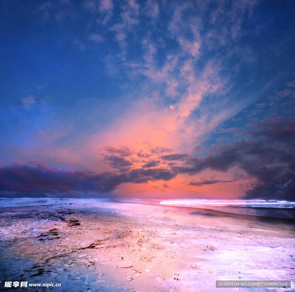 海边绚丽晚霞美景