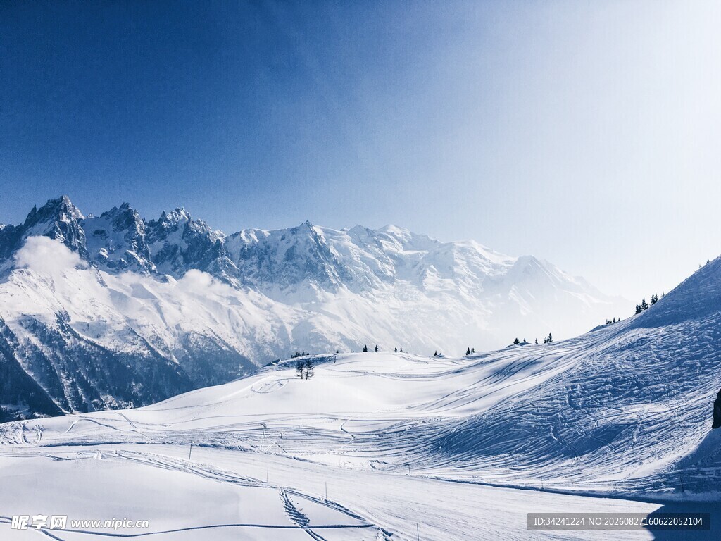 壮丽雪山雪景风光