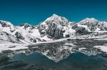 雪山倒映于静谧湖水