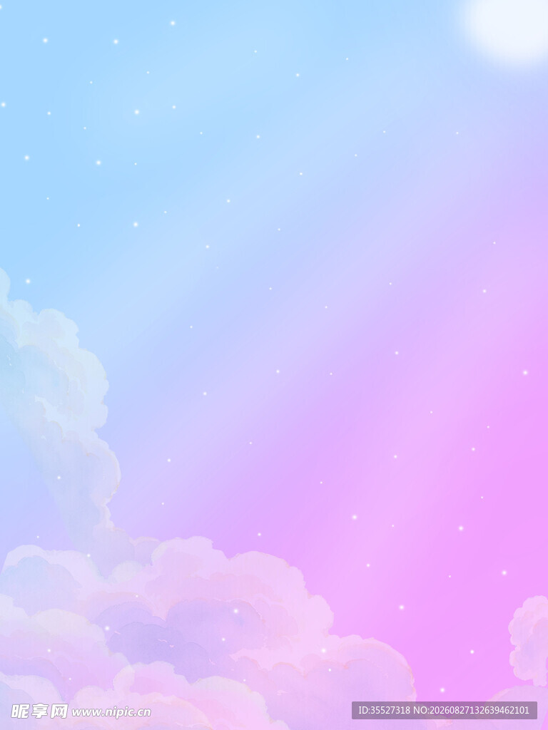 梦幻天空中的柔美云朵海报背景