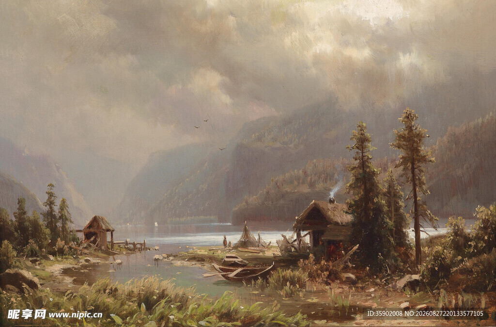 山间湖畔静谧风景