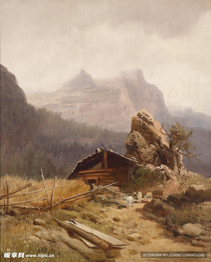 山间小屋的静谧风光