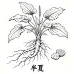 半夏植物线描图