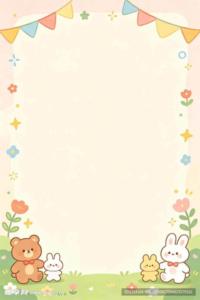 儿童卡通生日背景模板
