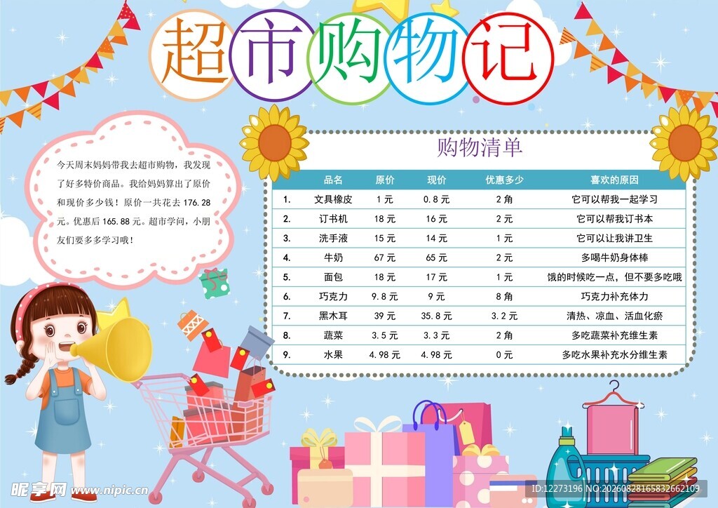 超市购物记录海报展示