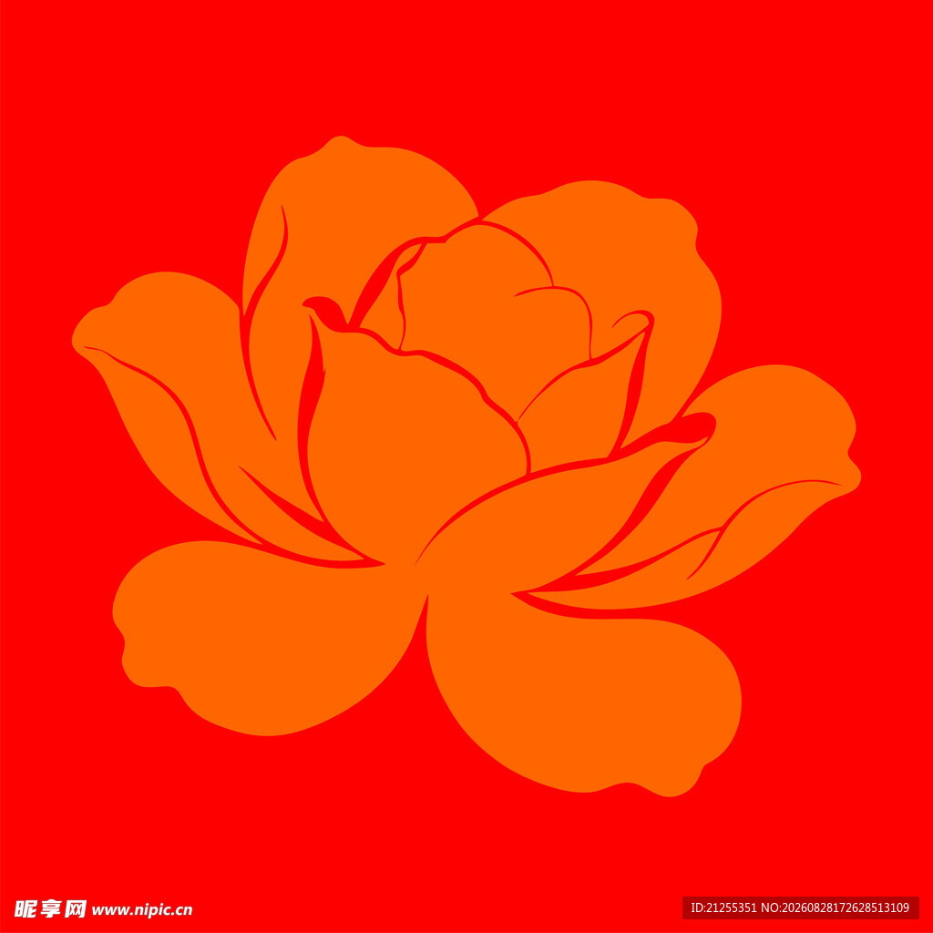 红色背景上的橙色花朵