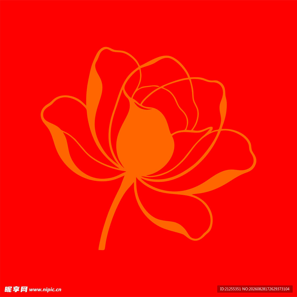 红色背景上的金色莲花图案