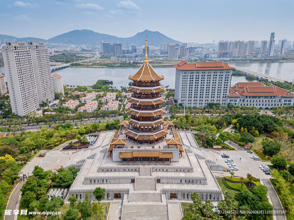厦门地标宝塔俯瞰景观