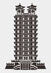 中式多层塔楼矢量素材