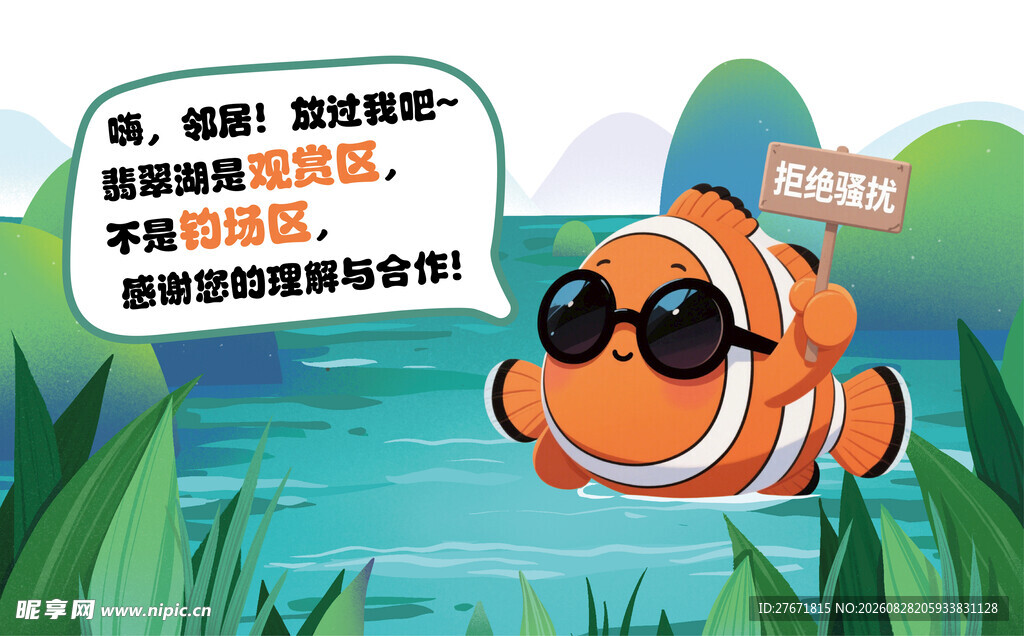 戴墨镜的小丑鱼趣味对话