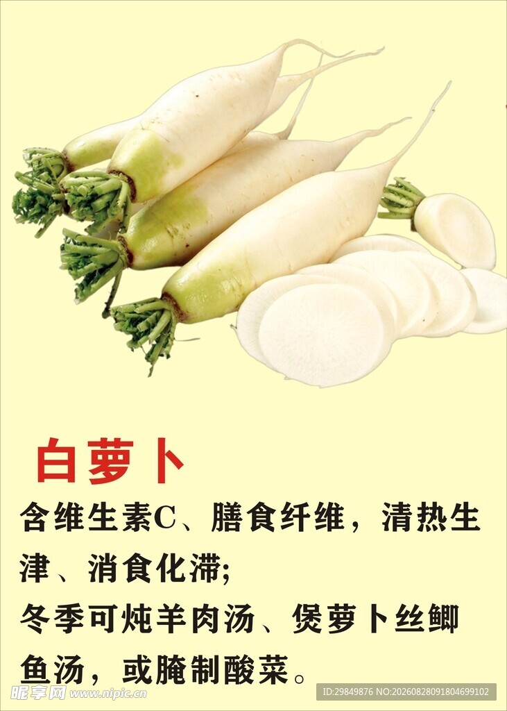 新鲜白萝卜