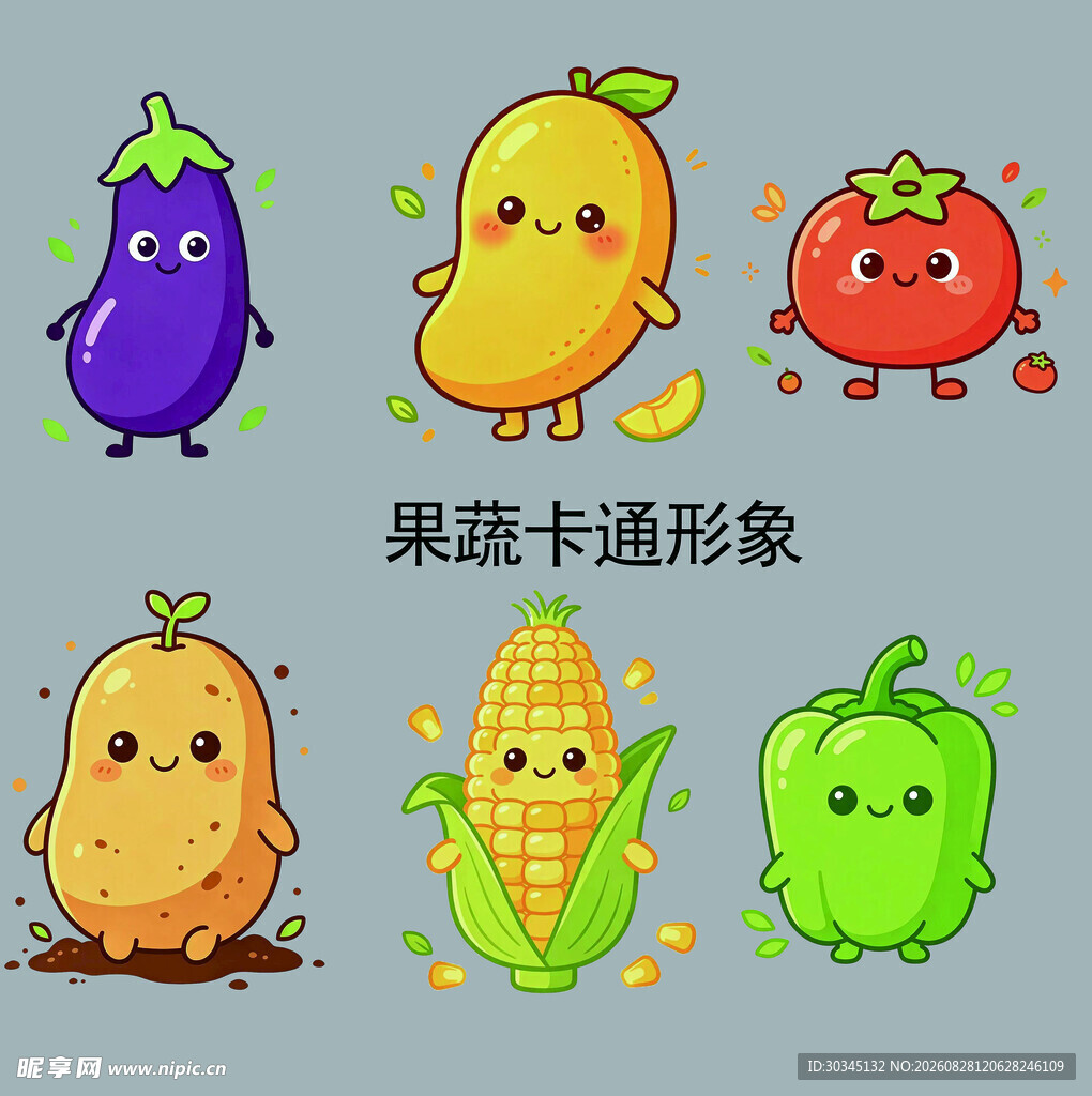 可爱果蔬卡通形象集合