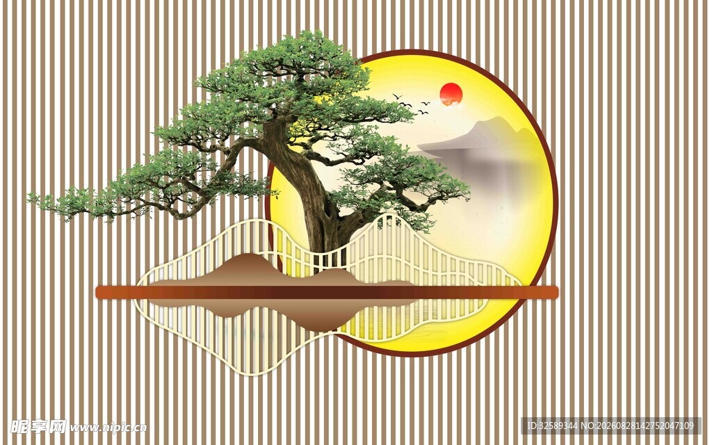 中式水墨风迎客松景观