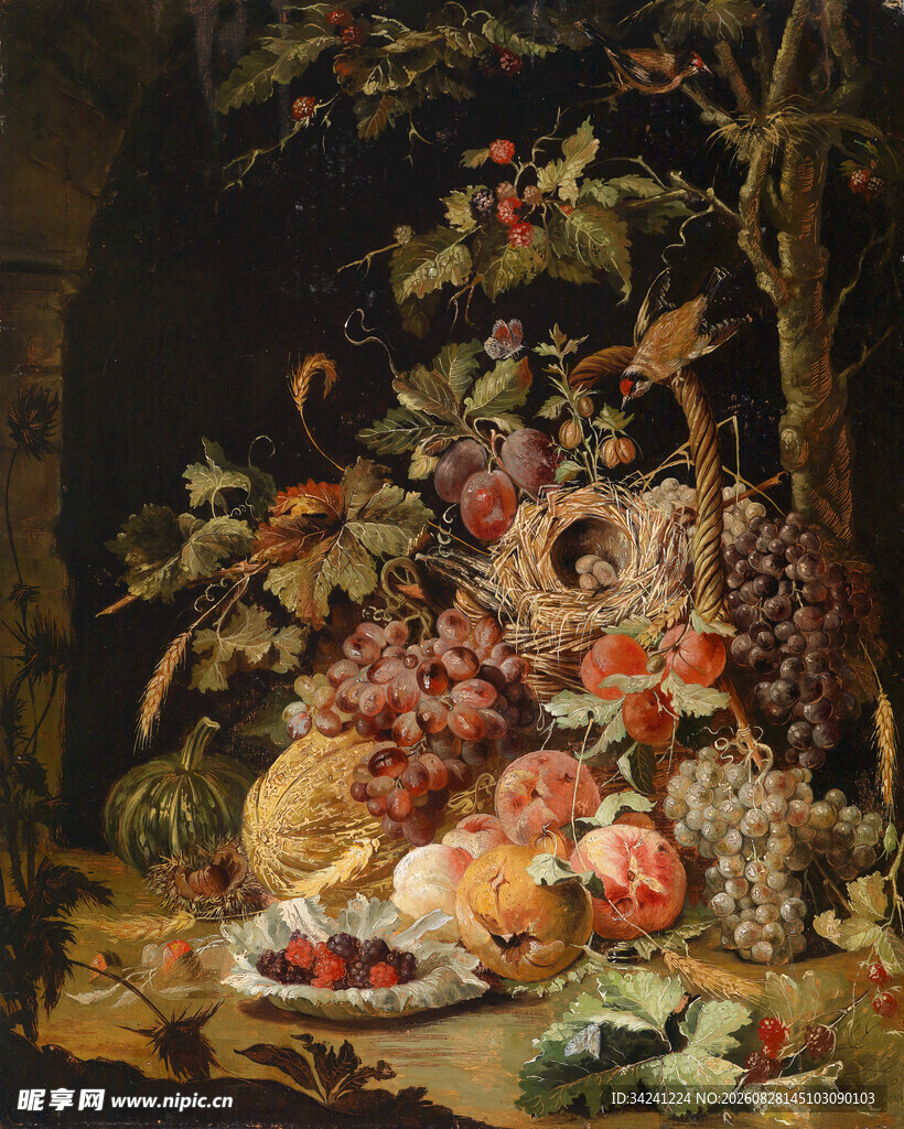 古典静物花卉绘画作品