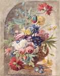 古典花篮花卉油画作品