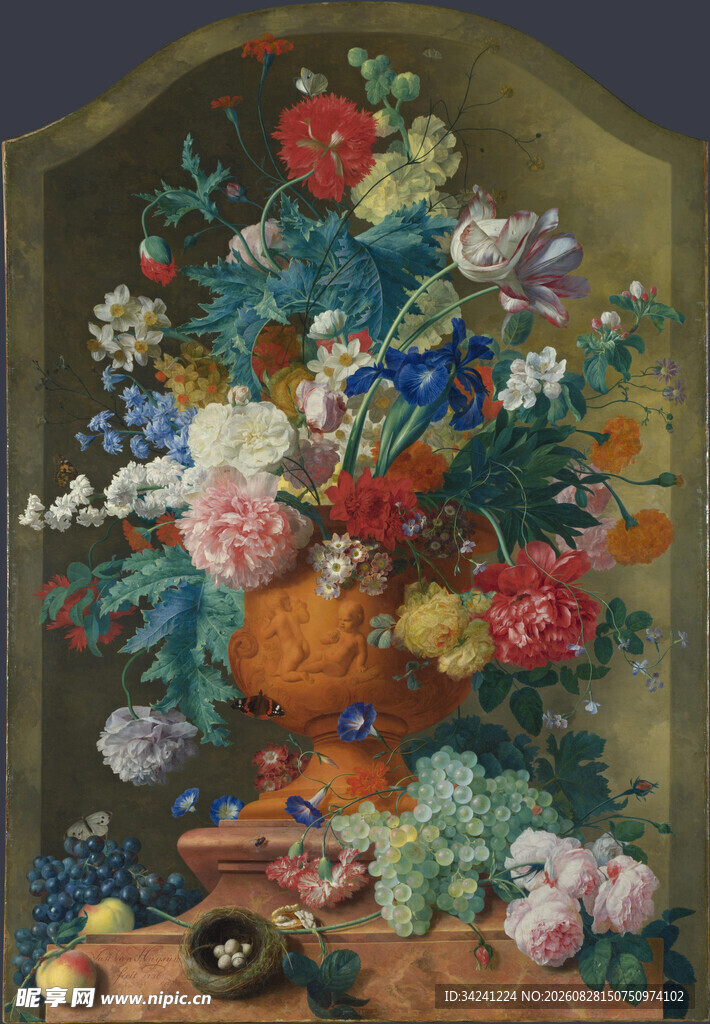 古典花卉静物油画作品