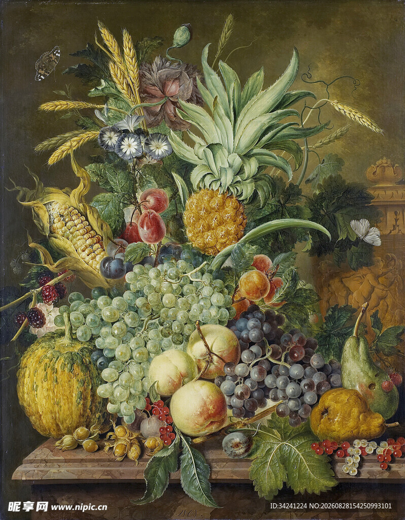 古典静物水果油画作品