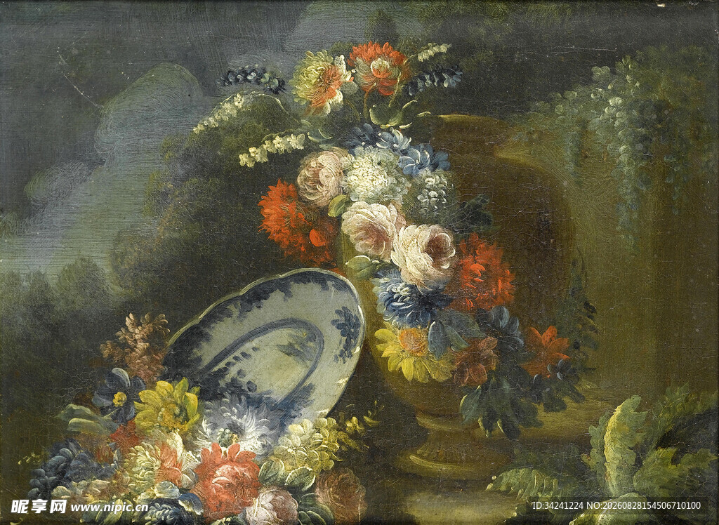 古典静物花卉油画作品