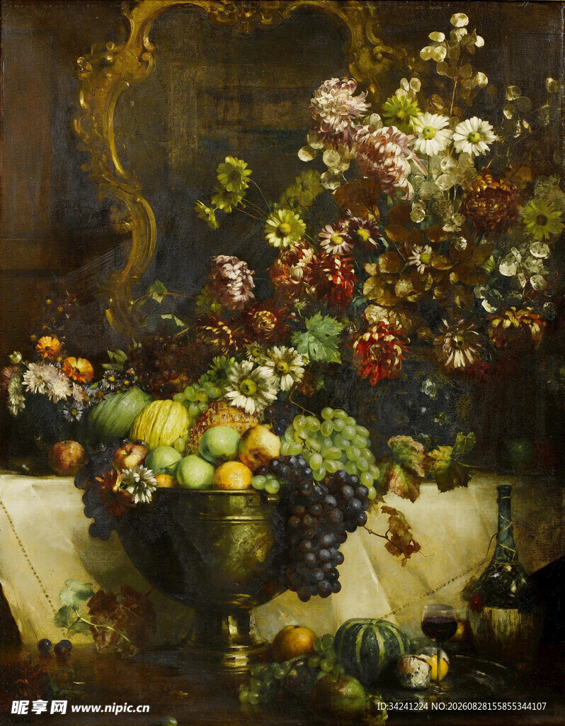古典静物花卉油画作品