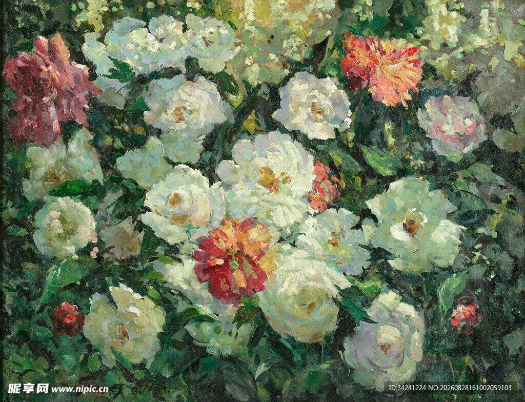 多彩花卉油画作品