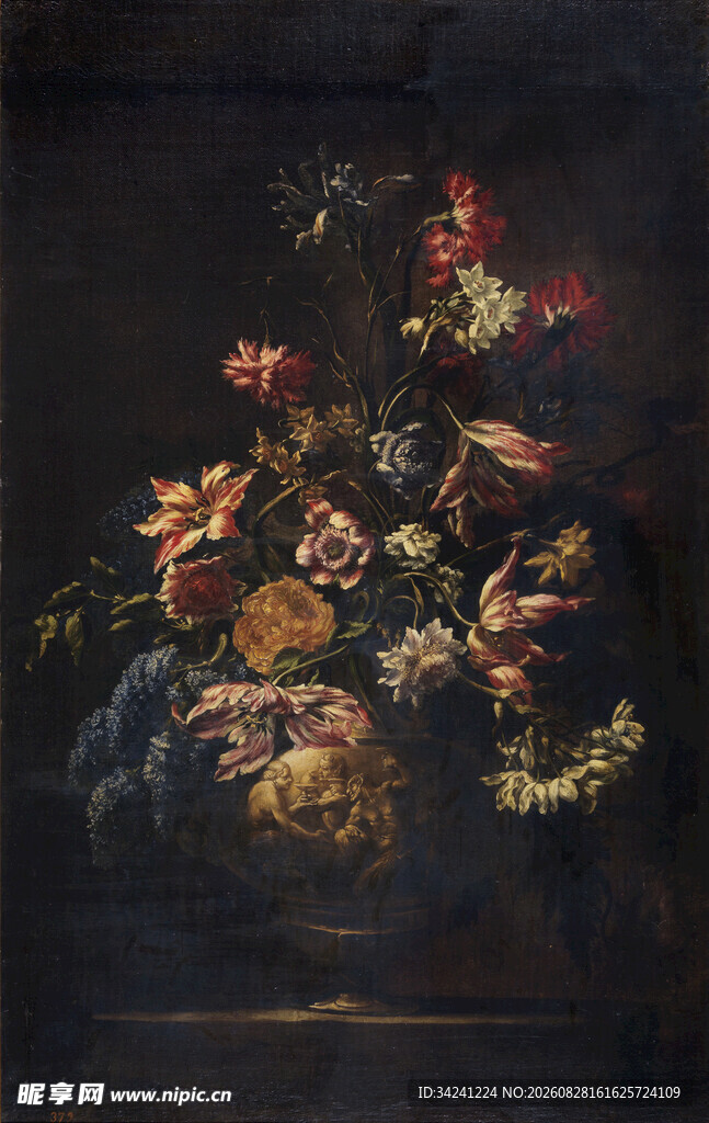 古典花卉静物油画作品